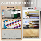 Ansook Legal Size Hanging File Folders Extra Capacity,Heavy Duty 4" Expandable File Cabniet Folder with 1/5 Tabs,6 Pack Plastic Hanging Folders,Hanging File Organizer for File Frame Box