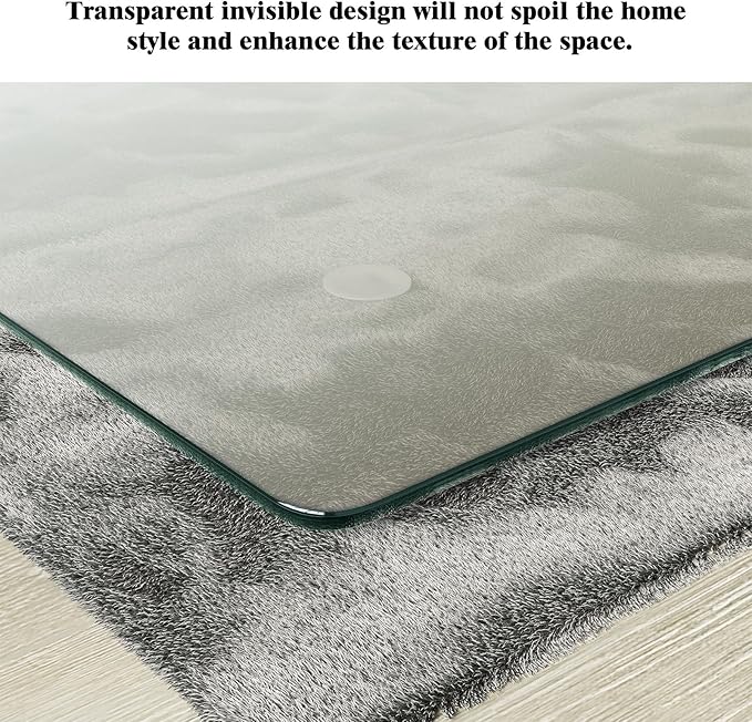 Koonmi Tempered Glass Chair Mat for Hardwood Floors & Carpets, 55" x 55“ Transparent Heavy Duty Office Floor Protector with Noise-Free Gliding Shatterproof for Home Office Desk