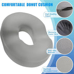 BlissTrends Donut Pillow Seat Cushion,Donut Chair Cushions for Postpartum Pregnancy & Hemorrhoids,Tailbone Pain Relief Cushion,Memory Foam Lifting Cushions for Office&Home Chairs (Light Grey)