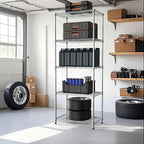 M MZG 1250 lbs 5 Tier Shelf Metal Storage Shelves Wire Rack Closet Organizers with Wheel for Garage Kitchen Bathroom Laundry Chrome 13.7" D x 23.6" W x 62.4" H
