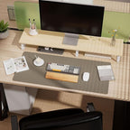 Aothia Dual-Sided Desk Pad - Leather Desk Mat, Natural Cork Desk Pad Protector, Large Mouse Pad for Desk, Waterproof Desk Blotter Pad, Desk Writing Pad for Office Work/Home, Coffee (37.8"x17")