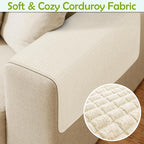 Couch Arm Covers, Sofa Arm Covers, Waterproof Armrest Cover for Sofa, Armchair, Loveseat, Non-Slip Recliner Arm Cover, Headrest Covers, Arm Chair Covers Set of 2 (Beige, 26"×26")