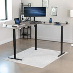 VIVO Electric Corner 75 x 63 inch L-Shaped Standing Desk, Memory Height Adjustment, Dark Gray Top Black Frame, DESK-E3CTG-75