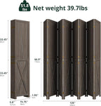 Cozy Castle Wood Room Divider, 8 Panels Folding Privacy Screen, 66.9'' Wall Divider, Barnwood Room Separator, Freestanding Partition, Temporary Wall for Decorative, Rustic Brown