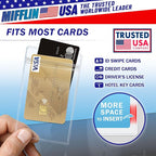 Mifflin-USA Large (L) Vertical ID Badge Holders (Clear, 3x4 inch, 50 Pack), Plastic Nametag Covers with Zipper, Name Tag Holder