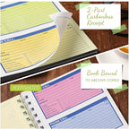 Sinmoe 1 Pcs Spiral Bound Phone Message Book with Carbon Copy 5-1/2" x 11" 2 Part Colorful Carbonless Telephone Message Pads Duplicate Spiral Phone Call Log Book for Business Office (Green,Blue)