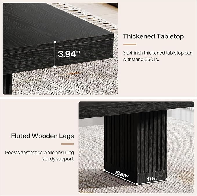 Tribesigns 63 Inch Executive Desk, Modern Office Computer Desk with Heavy Duty Double Pedestal, Large Study Writing Table Business Furniture for Home Office, Black