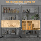 Himimi 5-Tier Heavy Duty Steel Wire Rack Storage Shelving, Adjustable Metal Storage Shelves with Wheels, 82''H Wire Shelf for Kitchen Garage Basement Pantry Organization, 18" D×36" W×82" H-Silver