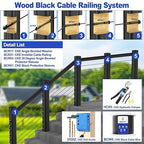 CKE 150 Pack T316 Stainless Steel Black Protector Sleeves for 1/8" 5/32" or 3/16" Cable Deck Stair Railing Kit System, Black Cable Railing Protective Sleeves for Wood Posts, DIY Balustrade, BCR01-3/16