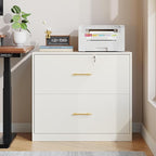 GFGWXW 2 Drawer Lateral File Cabinet with Lock, Suitable for Letter/A4/F4/Legal Size Hanging Files,Large Wood Filing Storage Cabinets Printer Stand for Home Office,White