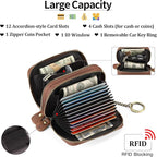 GOIACII Small Genuine Leather Wallet for Women, RFID Blocking Credit Card Holder Wallet