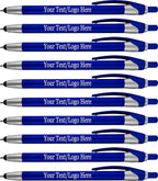 Personalized with Your Custom Logo or Text Pens-Pack of 300- for Marketing, Parties, and Events, 2 in 1 Capacitive Stylus & Ballpoint Pen Compatible with Touchscreen Devices, Black Ink, Blue Pens
