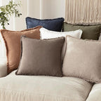 Foindtower Set of 2 Decorative Linen Fringe Throw Pillow Covers Farmhouse Cushion Cover with Tassels Soft Accent Pillowcase for Couch Chair Sofa Bed Living Room Home Decor,20×20 Inch,Natural Linen
