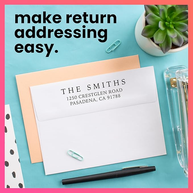 ExcelMark Personalized Return Address Stamp – Custom Self Inking Rubber Stamp (Large, Simple Classic)