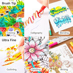 Shuttle Art Dual Brush Marker Pens, 56 Colors Water-based Ink, Dual Tip Calligraphy Pens Fineliner and Brush Tip perfect for Kids Adult Artist, Hand Lettering, Journal, Doodling, Writing