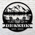 Personalized Campfire Name Metal Signs, Custom Last Name Sign for RV, Custom Camper Fire Pit Signs, Personalized Monogram Metal Signs,Christmas Gifts