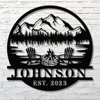 Personalized Campfire Name Metal Signs, Custom Last Name Sign for RV, Custom Camper Fire Pit Signs, Personalized Monogram Metal Signs,Christmas Gifts