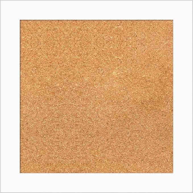 Amanti Art Natural Cork Board for Wall, 19x19 Vision Board with White Frame, Small Corkboard Office Decor for Home Organization, Casual Corkboard Pinboard to Display Items for Home Organization in