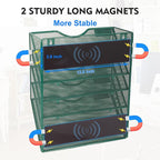 EASEPRES Magnetic 5 Pocket Mesh Hanging File Organizer, Wall Mounted Mail Paper Document Folder Holder, Clipboard Storage Organization Magazine Rack with Nametag Label for Office School, Dark Green