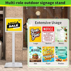 INNOVSIGN 3Packs Heavy Duty Adjustable Pedestal Poster Sign Stand, 8.5x11 Aluminum Open Floor Standing Sign Holder for Vertical and Horizontal View Display (8.5x11,Silver)