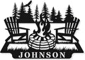 Personalized Campfire Name Metal Signs, Camper Decor,Custom Family Name Sign for RV, Custom Camper Fire Pit Signs, Personalized Camping Gifts,Metal Outdoor Sign