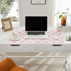 Ohocut Checkered Desk Mat, 31.5" x 15.7" Large Cute Pink Aesthetic Girl Women Accessories, PU Leather Computer Laptop Desk Mat, Mouse Keyboard Pad, Desk Writing Makeup Mat for Vanity Work/Home Decor