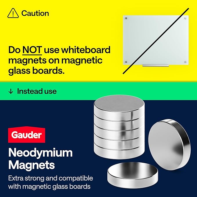 GAUDER Magnets for Whiteboard, Fridge & Bulletin Board - Strong Round Magnetic Discs - Black Magnets for Crafts (62 Pieces - 0.7" x 0.2")