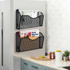KZWKRG 6 Pack Magnetic File Holder, Magnetic Pocket Wall File Holder, Mesh Wall Paper Organizer, Vertical Mail Basket, Storage Organization Magazine Rack for Office, Home and School