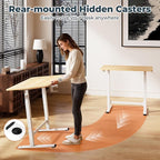 FitStand Small Pneumatic Adjustable Stand Up Desk, Rolling One-Piece Standing Desk 31.5 x 19.7 Inch, Home Office Desk Computer Workstation, Maple