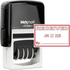 MaxMark Office Self Inking Date Stamp with Phrase Received - Red Ink