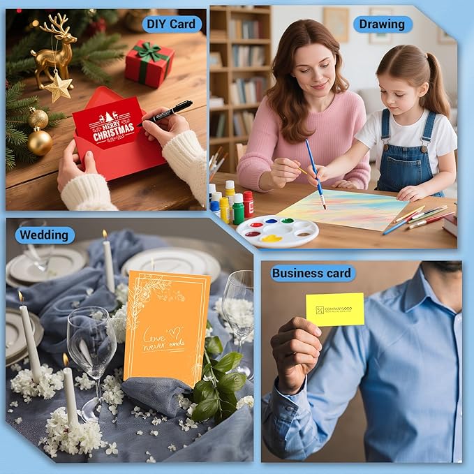Cardstock 8.5 x 11, 10 Colors Colored Printer Paper 75 lb/200 gsm, 80 Sheets Colored Card Stock, Assorted Colors Construction Paper for Invitations, Diy Cards, Business Cards, Drawing etc