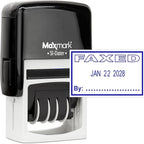 MaxMark Office Self Inking Date Stamp with Phrase Faxed - Blue Ink