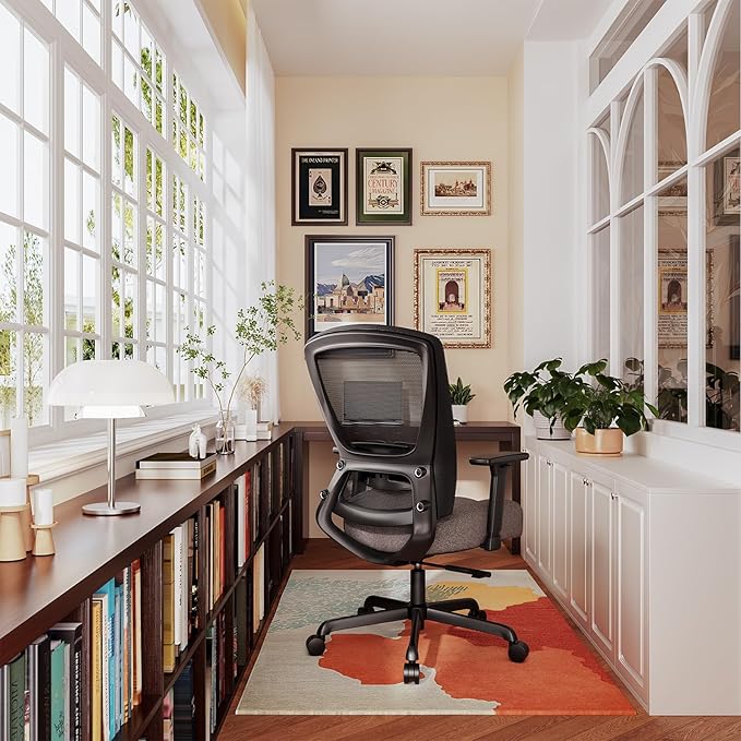 T96C Ergonomic Home Office Chair, Mesh Computer Desk Chair with 4D Armrests, Adjustable Lumbar Support,Tilt Function, Executive Rolling Swivel Task Chair for Long Hours (Stone)