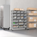Seville Classics Heavy Duty NSF Bin Rack Solid Steel Wire Shelving Storage Unit, Patented Organizer for Garage, Warehouse, Office, Restaurant, Classroom, Kitchen, Gray, Includes 21 Bins