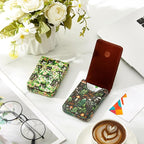 Outus 2 Pieces Business Card Holder, PU Leather Business Card Case Pocket Wallet with Magnetic Shut for Valentines Gift Men Women(Soft,Mushroom and Black Cat)
