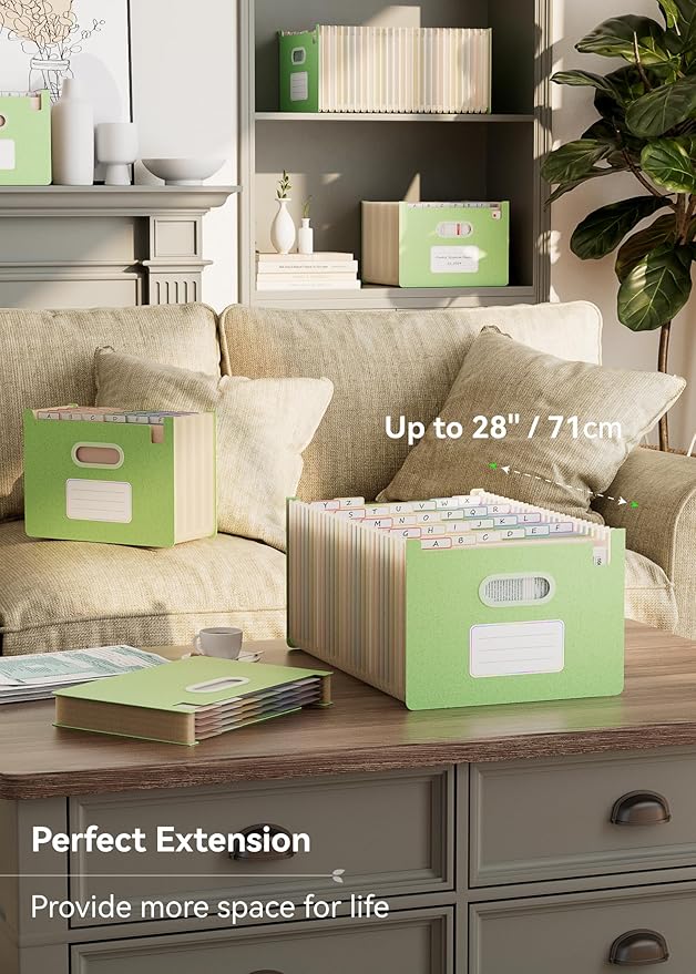 Accordion File Organizer, 26 Pockets Wheat Straw Expanding File Folders, Upright&Open Top, A-Z Bill Receipt Organizer, 100% BPA Free, Return to Nature, Healthy Living, Letter/A4 Size-Mint Green