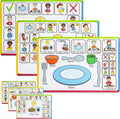 Speech Therapy Placemats for Autism & Non-Verbal Kids (6 Pack) – Visual Communication Boards, ABA Therapy Tools, Toddler Speech Delay Aids – Smarty Mats Waterproof Wipe-Clean Mealtime Mats