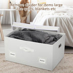 Graciadeco 75 Quarts Extra Large Decorative Storage Bins with Lids, 1 Pack White Collapsible Storage Bins with Lids, Stackable Storage Bins Decorative Box Storage With Lid Extra Large