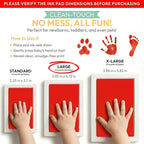 Large Clean Touch Ink Pad for Baby Handprints and Footprints – Inkless Infant Hand & Foot Stamp – Safe for Babies, Doesn’t Touch Skin – Perfect Family Memory or Gift, Red Print Kit by Tiny Gifts