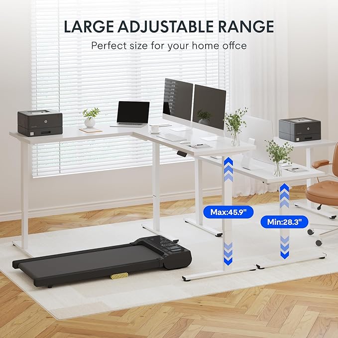 FLEXISPOT L Shaped Standing Desk, 71 x 63 Inch Electric Height Adjustable Corner Desk, Sit Stand Computer Workstation, Preset Controller, Home Office, White Frame with White Top, White Drawer