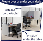 KERRAM Desk Privacy Panel 24 x 60 Inch, Sound Absorbing & Proof Desk Divider for Office, Clamp-on/Screw-on Acoustic Desk Back Panel Partition, Gray
