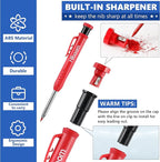 Hiboom 10 Pack Carpenter Pencils Mechanical Set, Construction Pencils with 36 Refill, Automatic Center Punch and Carbide Scribe Tool, Mechanical Pencil for Woodworking, Best Carpenters Marking Tool