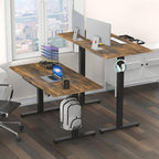 SHW 55 x 28 Inches Electric Height Adjustable Standing Desk with Drawer and Memory Preset, Rustic Brown