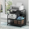 Fannova 32.3" x 18.9" Extra Large Printer Stand Table with Adjustable Storage Shelf, 3 Tier Rolling Printer Cart with Industrial Wheels for Home Office, Black