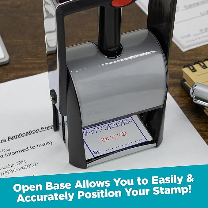MaxMark Heavy Duty Self Inking Date Stamp with Phrase Posted - Blue Ink