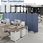 Natwind 5 Panel 122.8 x 71 in Office Room Privacy Protect Space Divider Portable Partition,Wall Folding Cubicle Indoor Freestanding Acoustic Partition Temporary for Office Room, Navy Blue