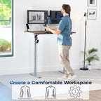 VIVO Electric 48 x 30 in Rustic Standing Desk, Memory Height Adjustment, 1B Series, Holds 220 lbs, One-Piece Vintage Brown Top, Gray Frame, DESK-KIT-1G5N