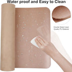 Boutilon Leather Desk Pad Protector,Non-Slip Mouse Pad,Laptop Desk Pad,Office Mouse Mat,Waterproof Leather Desk Blotter,Desk Writing Pad for Office and Home (M-Champagne,30"x14")