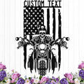 Custom US Flag Motorcycle Metal Sign Personalized Biker Name Signs Custom Garage Decor Motorbikes Wall Art Decor Motorcycle Sign Men Room Decorate Gifts for Men Husband Rider