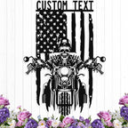 Custom US Flag Motorcycle Metal Sign Personalized Biker Name Signs Custom Garage Decor Motorbikes Wall Art Decor Motorcycle Sign Men Room Decorate Gifts for Men Husband Rider